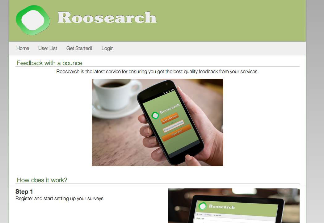 Landing page for Roosearch