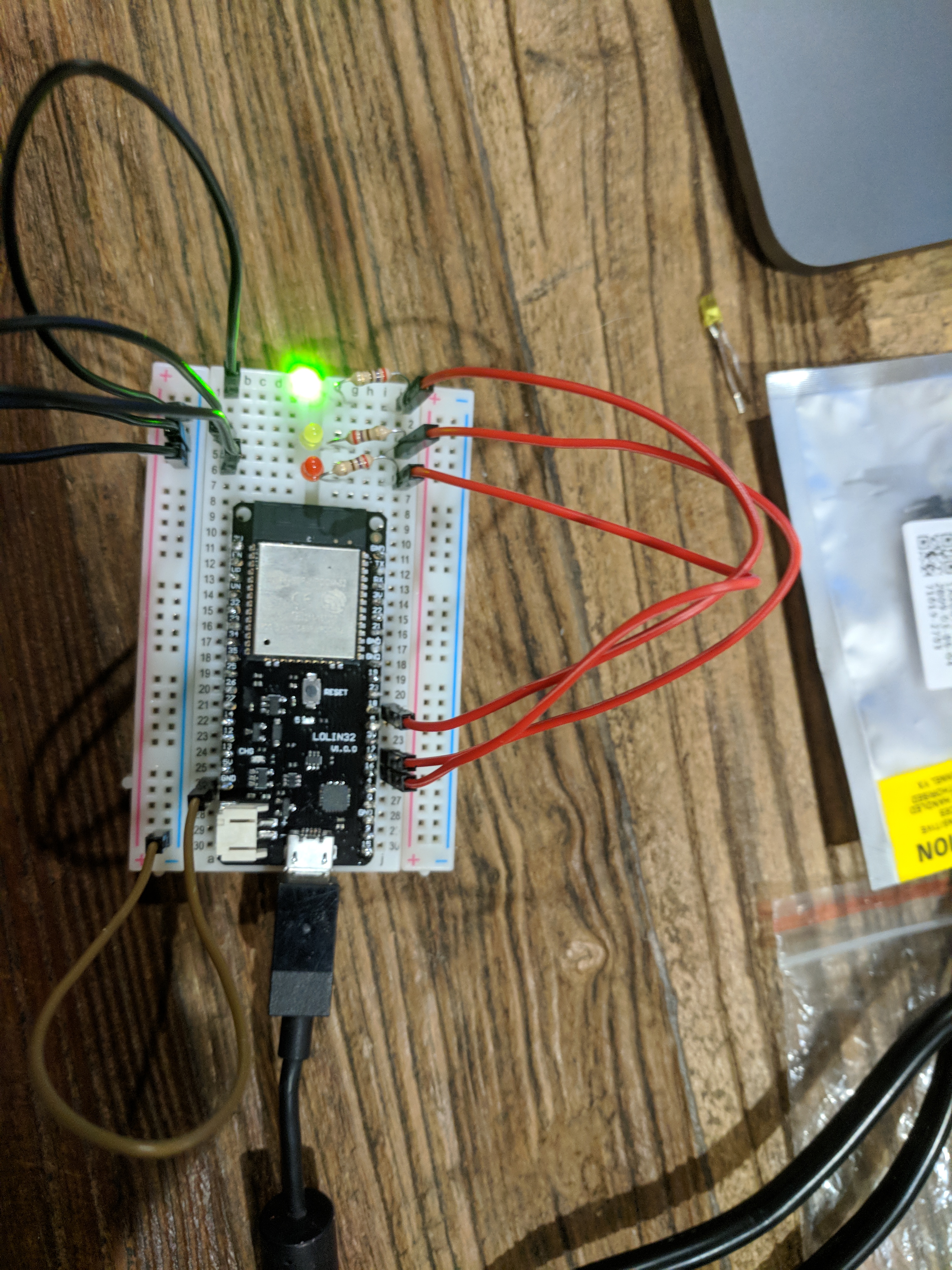 LEDs connected via the GPIO pins