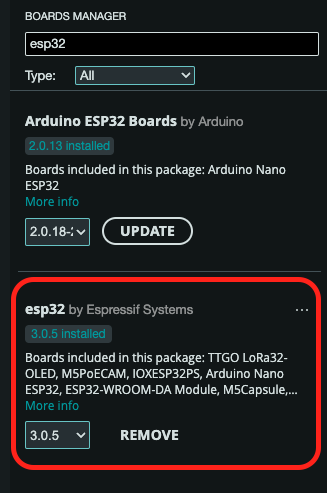 esp32 board manager for the Arduino IDE